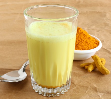 Healthy drink turmeric latte.