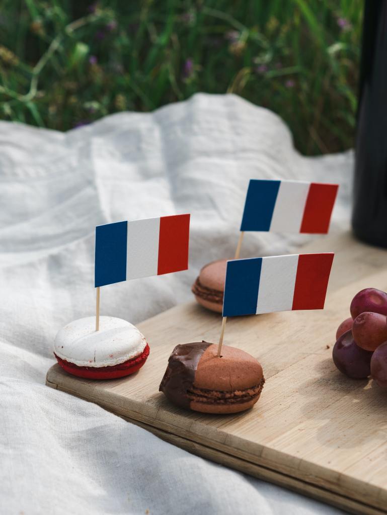 French Macarons with French flags on them
